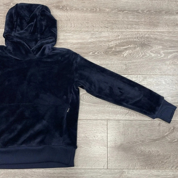 Athleta Girl Navy Feelin’ Great Plush Velour Hoodie Pullover L/12 - Picture 4 of 16